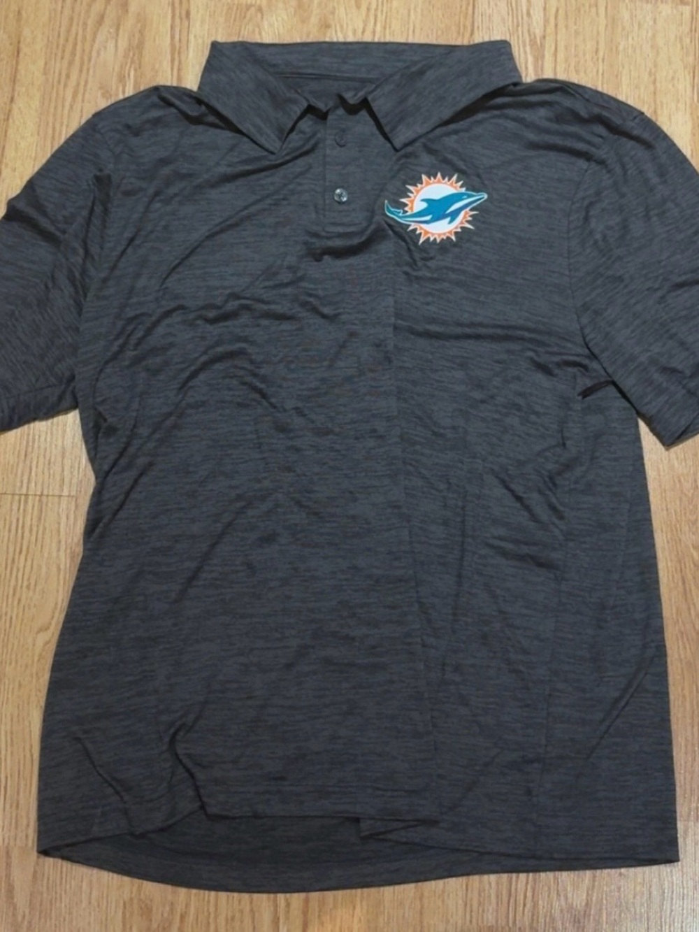 Majestic Men's Dark Gray Polo with Dolphins Logo